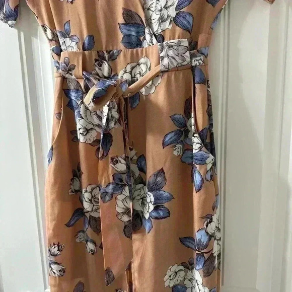NWT Sienna Sky Peach Floral Tie Midi Dress Size XS - Picture 4 of 5